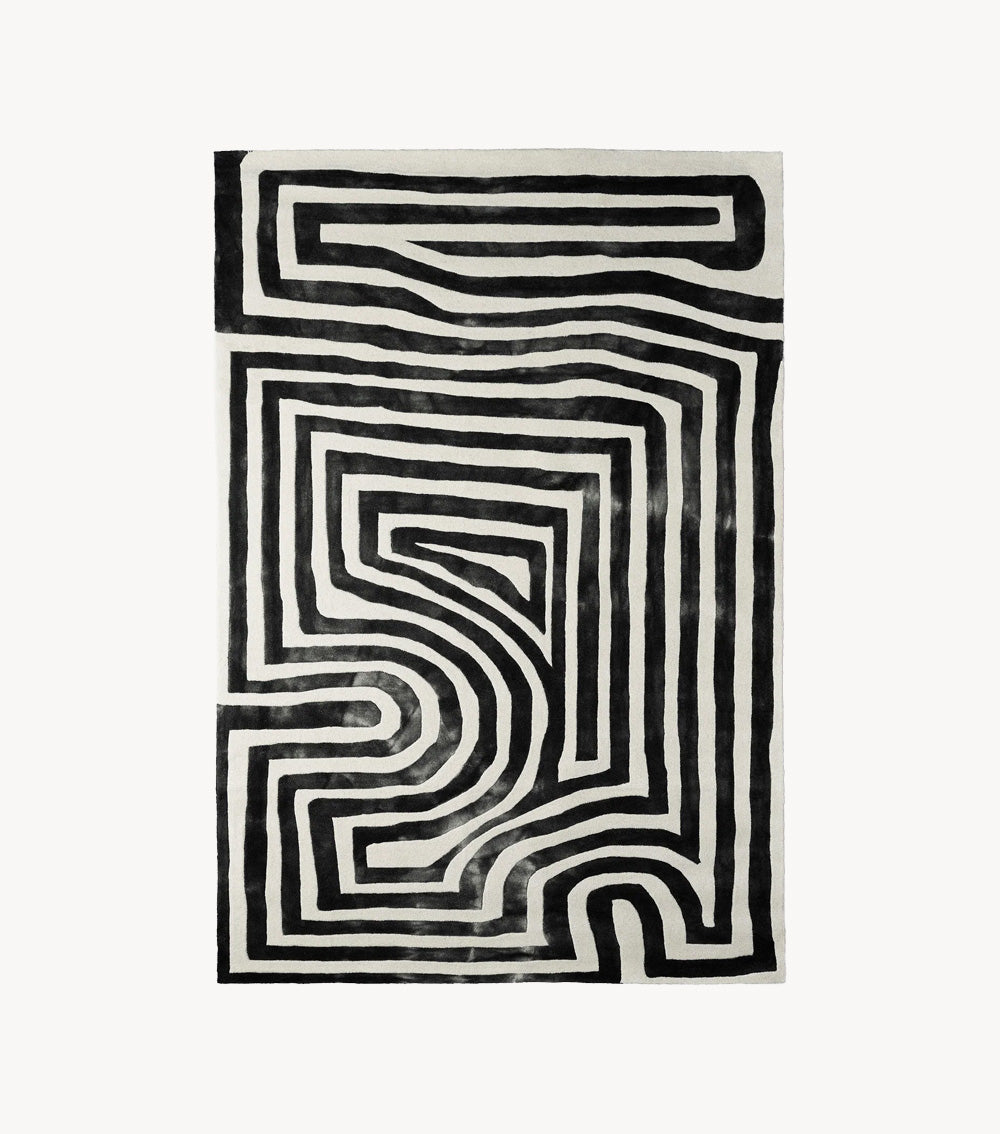 Psychedelic Labyrinth Rug - Charcoal – Obliq Interiors